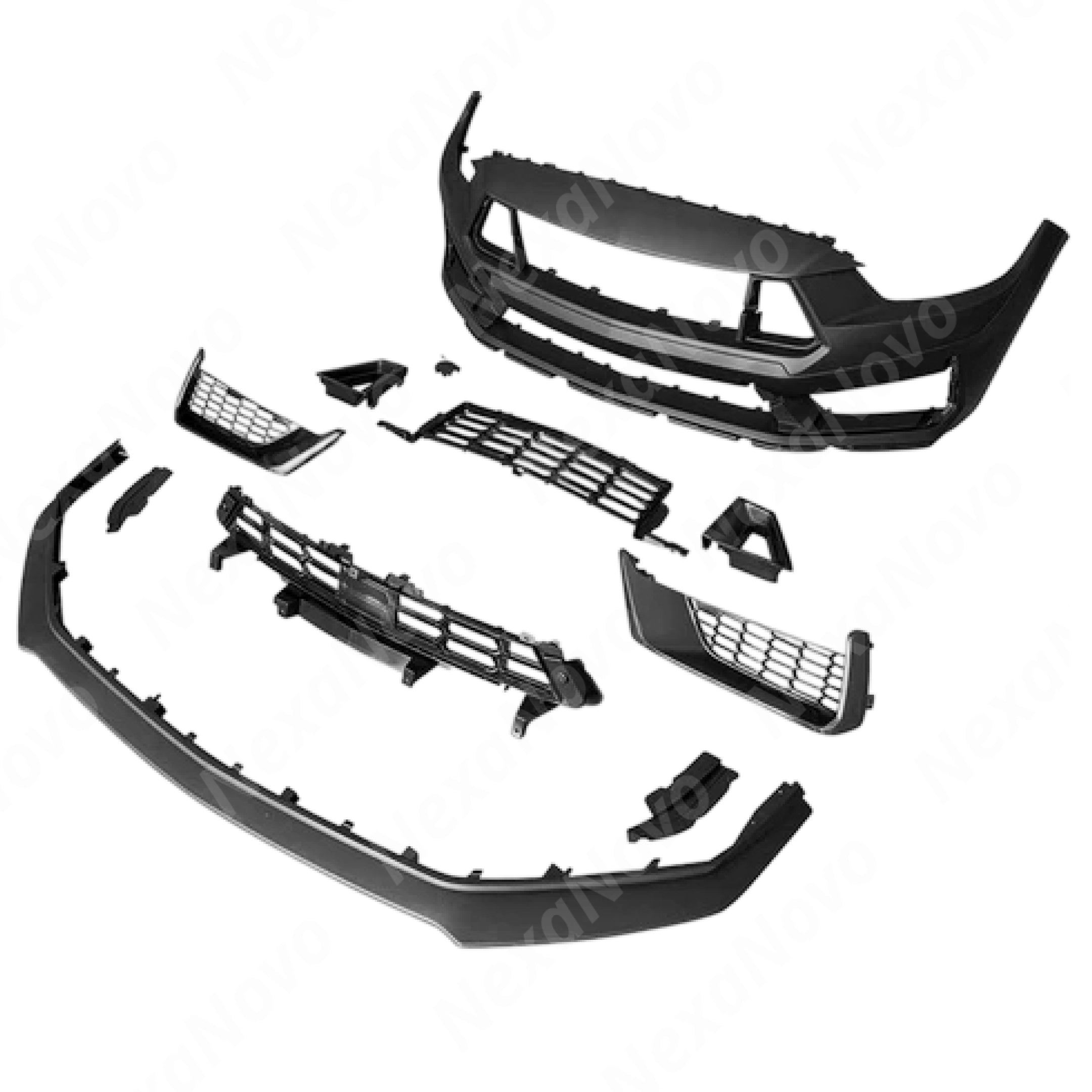 Dark Horse Style Front Bumper Cover Fascia Upper Lower Grilles Lip Body Kits For Ford Mustang (2015-2017) NexaNovo