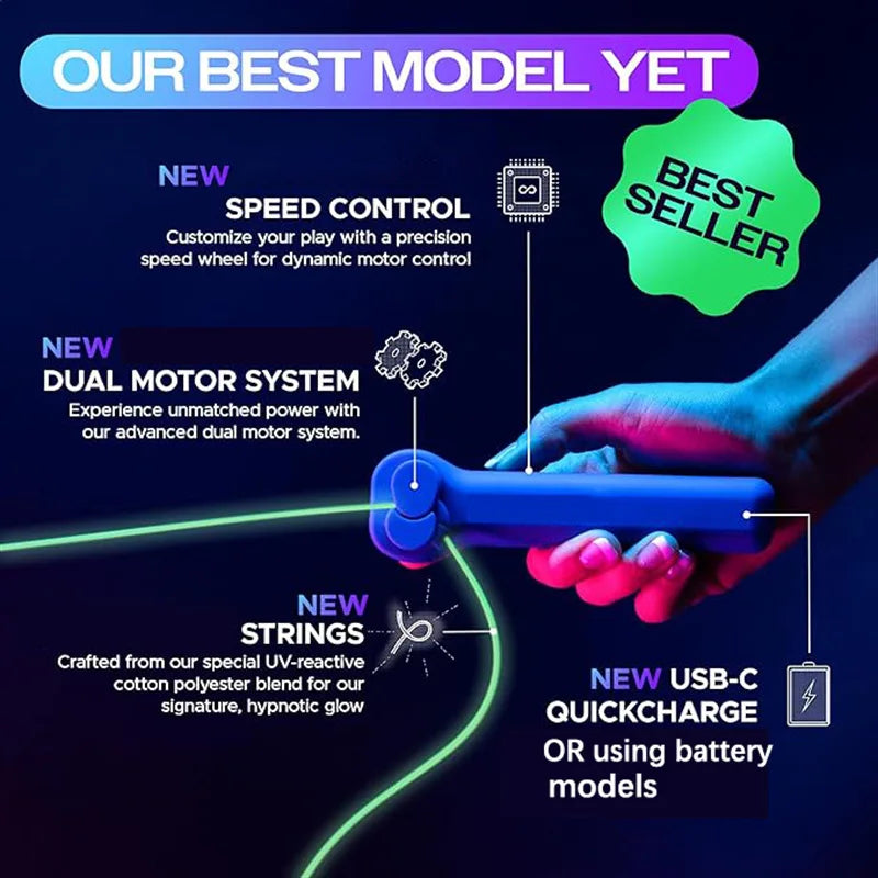 String Rope Glow in The Dark String Rope Launcher Luminous Portable Handheld String Stress Relief Toy For Kids Party Gift