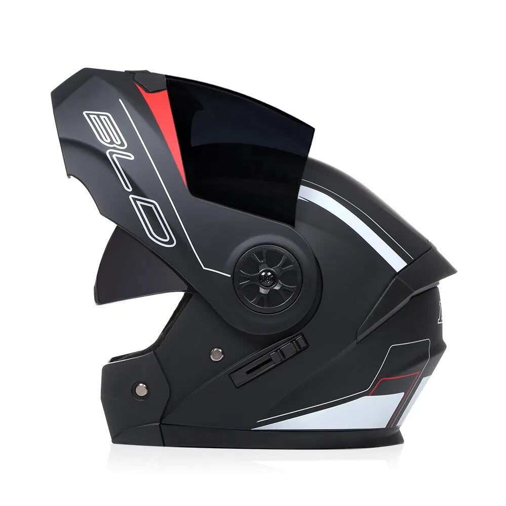 BLD Professional Racing Flip Up Modular Dual Lens Motorcycle Helmet