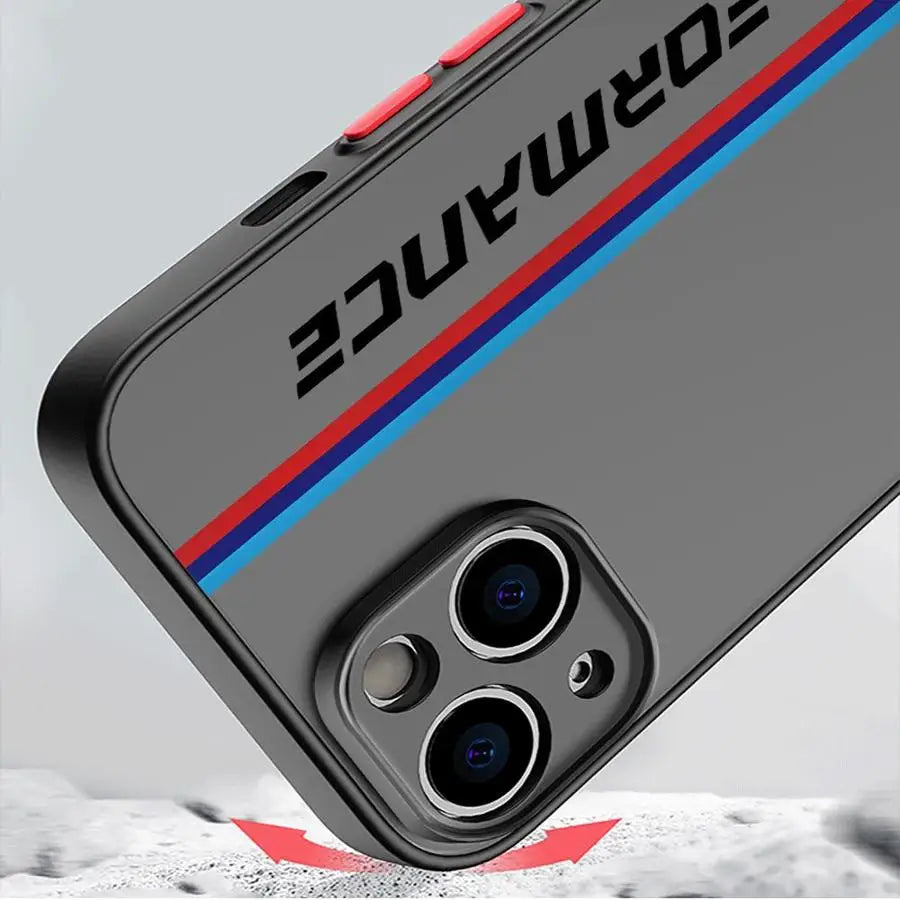 BMW Luxury Shockproof iPhone Case – Matte Transparent Back, TPU + PC, Anti-Scratch & Dustproof, Compatible with iPhone 7–16 Series