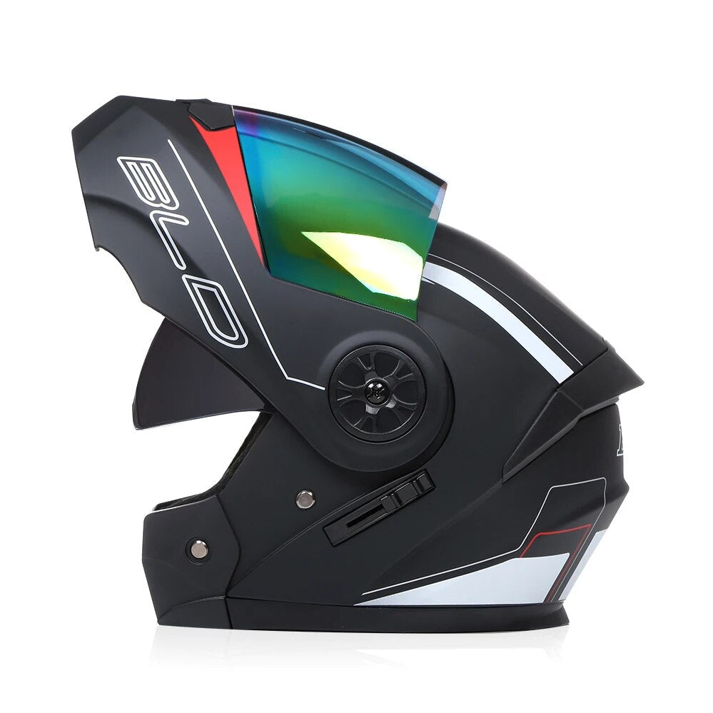BLD Professional Racing Flip Up Modular Dual Lens Motorcycle Helmet