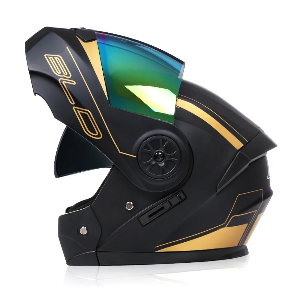 BLD Professional Racing Flip Up Modular Dual Lens Motorcycle Helmet