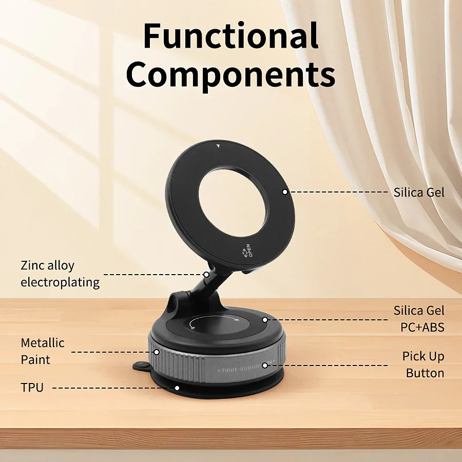 Universal 360° Rotation Magnetic Phone Mount – Car Dashboard & Lazy Kitchen Stand